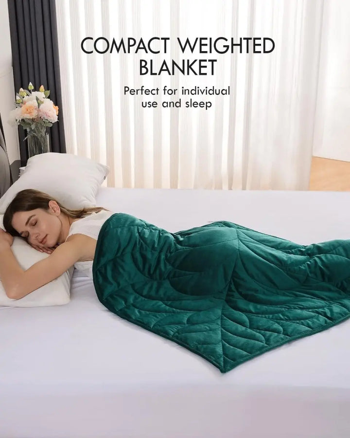 Weighted Lap Blanket 7 lbs 41" x 53", Small Weighted Blanket for Adults - Green - 
