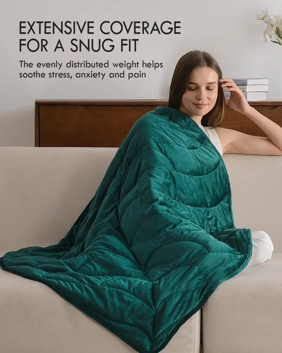 Weighted Lap Blanket 7 lbs 41" x 53", Small Weighted Blanket for Adults - Green - 