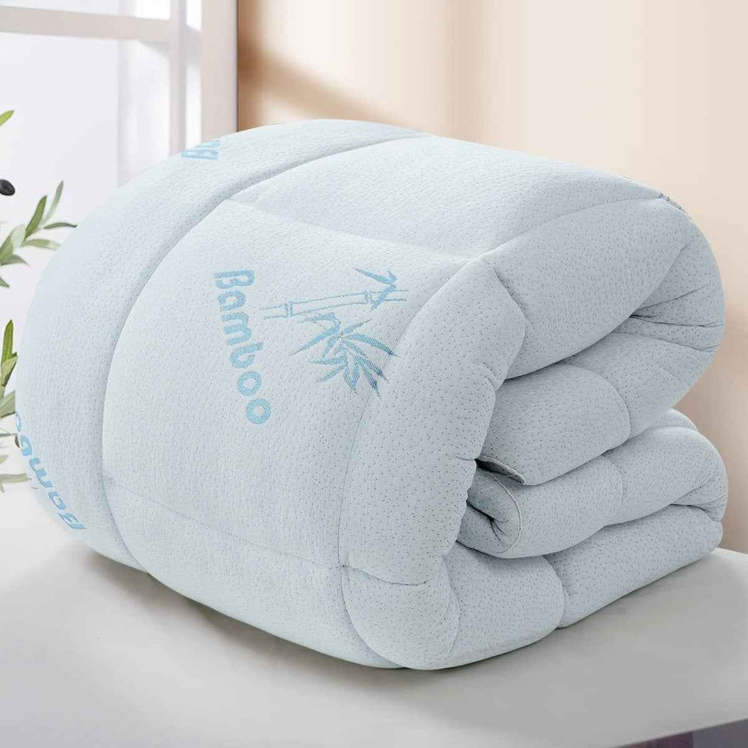 Bamboo Mattress Topper Queen Size with Extra Thick Cooling Pad, Soft Plush Noiseless Down Alternative Fill, Fits 8-21" Deep Pocket