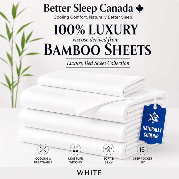 Better Sleep Cooling Bamboo Sheets – 100% Bamboo for Hot Sleepers - Twin - White Cloud