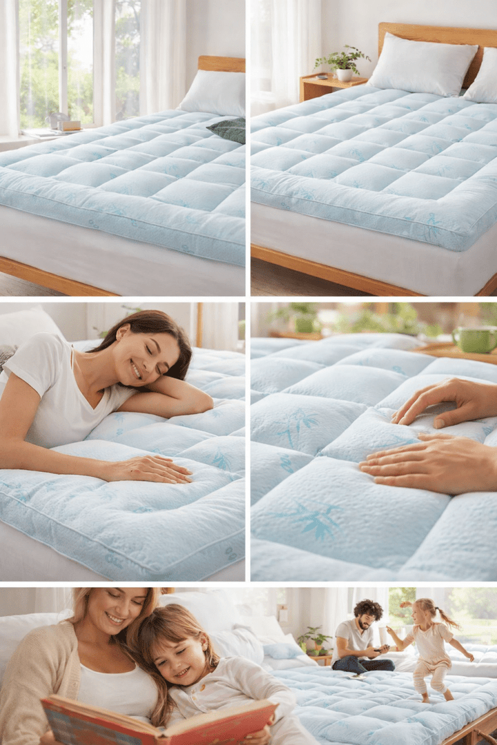 Cooling Bamboo Mattress Topper – Sleep Cooler, Deeper & Wake Refreshed | Best Seller - Twin - 