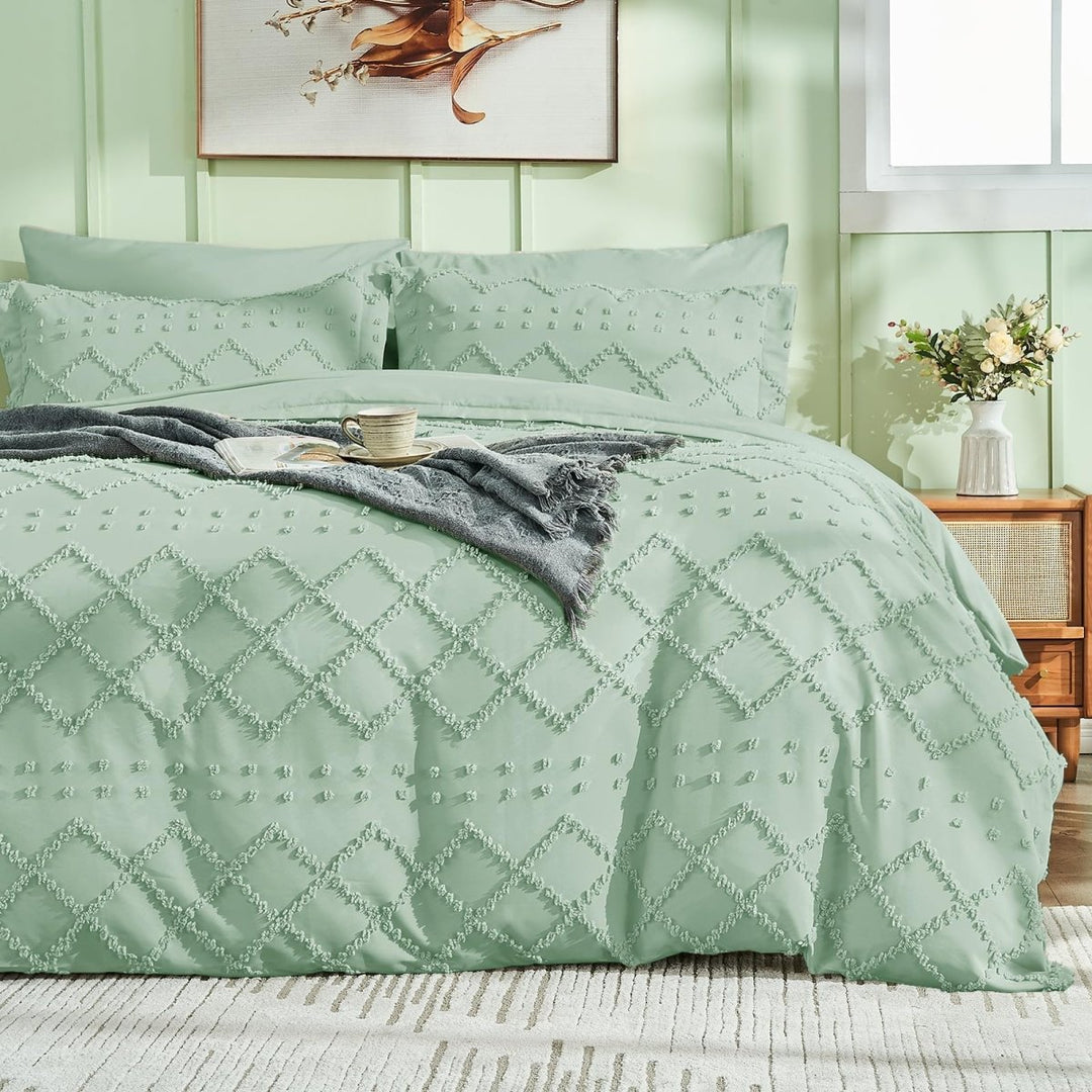 NEW! Boho Tufted Microfiber Duvet Cover Set - King (88" x 104") -White