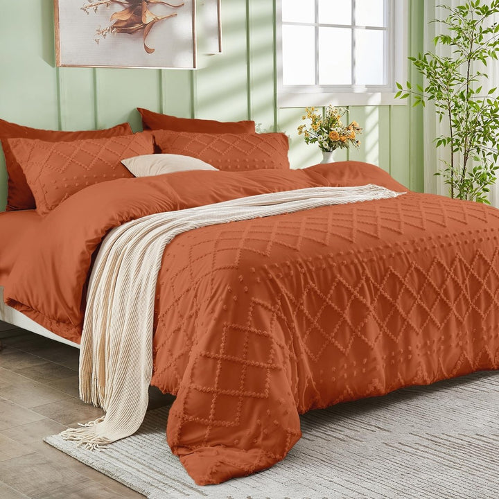NEW! Boho Tufted Microfiber Duvet Cover Set - Queen (80" x 87") -White