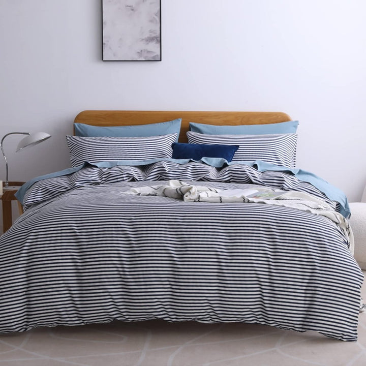 NEW! Cloud Stripe 100% Cotton Duvet Cover Set - King (104"×88") -Cloud Stripe - Sage Green/ White