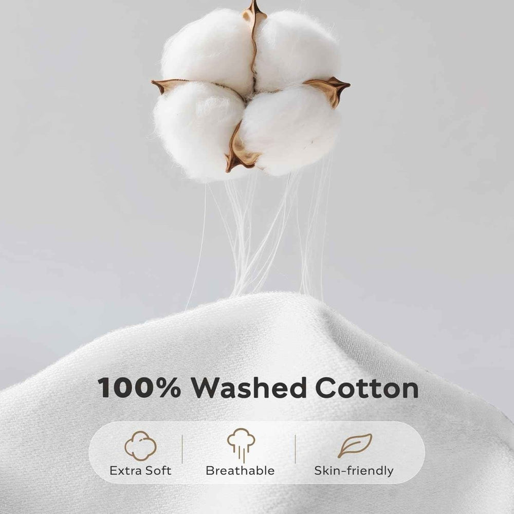 New! Luxury Washed Cotton Duvet Cover – Soft, Breathable & Linen - Inspired - King (88"×104") - Light grey