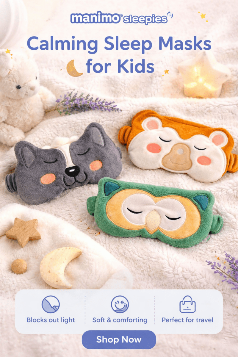 NEW! Manimo® Sleepies™ Sleep Mask – Calming Light - Blocking Mask for Kids - Zigzag the Owl - 