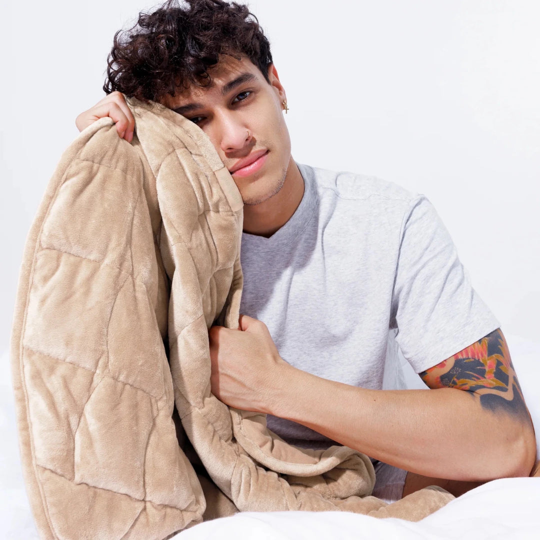 Nodpod Body - Compact Weighted Blanket I Perfect for Relaxation, Sleeping & Travel - New! Latte -