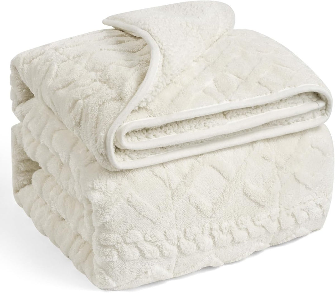 SHERPA WEIGHTED BLANKET - Premium Comfort and Relaxation - 48'' x 72'' - Cream