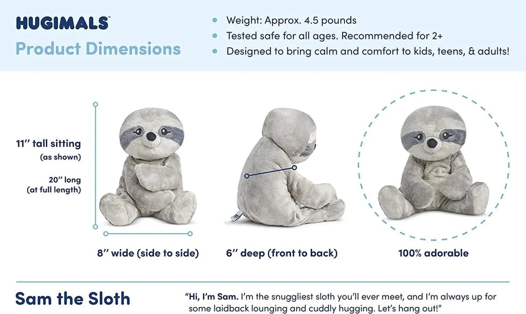 Hugimals™ Weighted Stuffed Animal - Calming weighted hugs for kids, teens and adults - Emory The Elephant -
