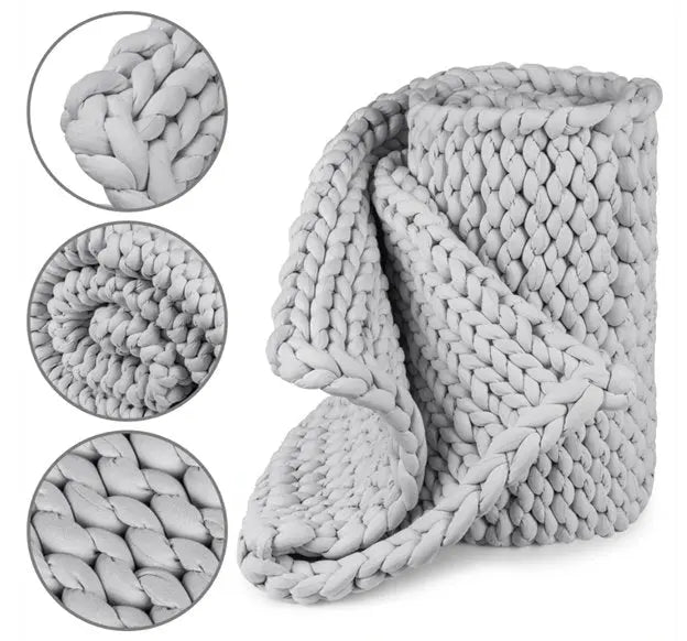 KNIT COUVERTURE LESTÉE APAISANTE - rafraîchissante Couverture lestée apaisante made from Organic coton - 42x72 15 lbs ou 60x80 20 lbs - Plusieurs couleurs disponibles - BLANC -42'' x 72''15 lbs