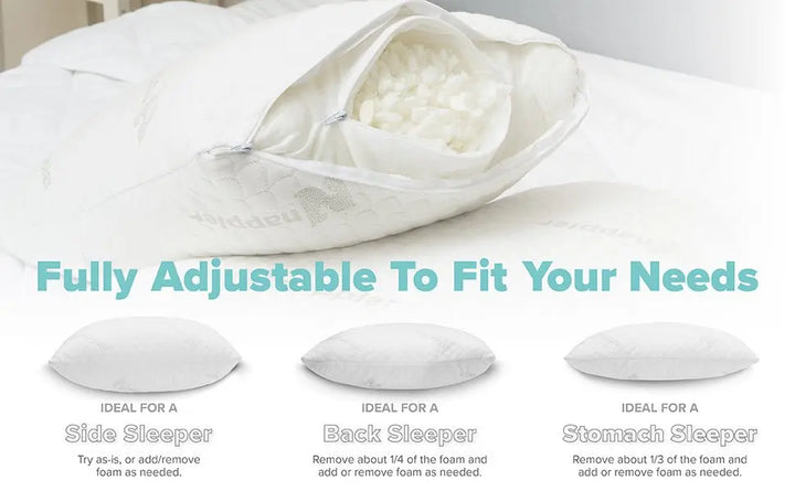 Nappler Luxury Adjustable Shredded Memory Foam Pillow (Queen) - 1 x Queen -
