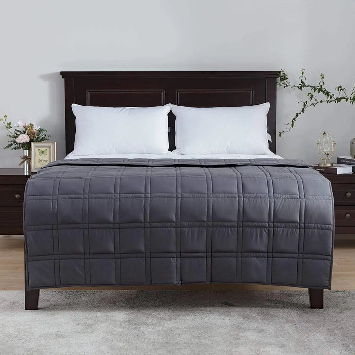 PREMIUM rafraîchissante BAMBOO THÉRAPIE ensemble - ICED 3.0 rafraîchissante Couverture lestée apaisante - Gris Twin- 60'' x 80'' 15 lbs