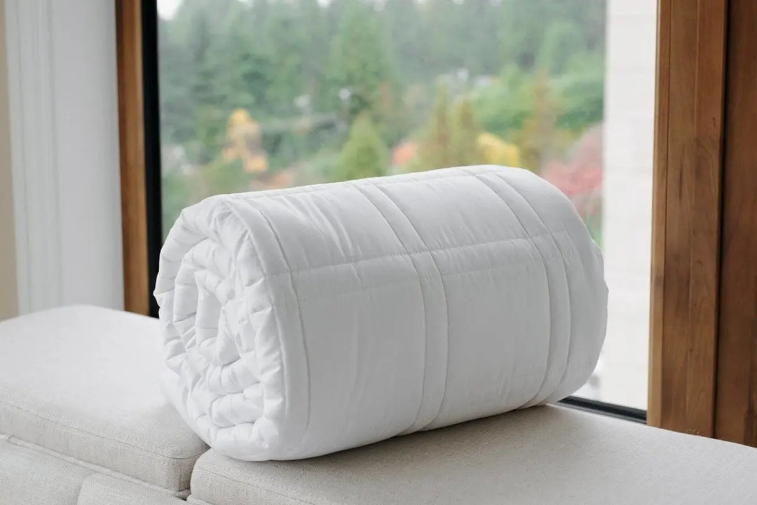 PREMIUM rafraîchissante BAMBOO THÉRAPIE ensemble - ICED 3.0 rafraîchissante Couverture lestée apaisante - BLANC / The housse is Gris Twin- 60'' x 80'' 15 lbs