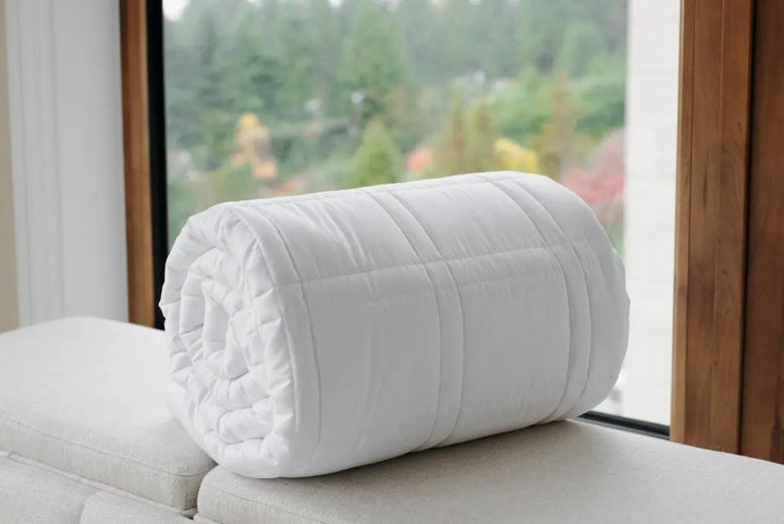 PREMIUM rafraîchissante BAMBOO THÉRAPIE ensemble - ICED 3.0 rafraîchissante Couverture lestée apaisante - BLANC / The housse is Gris Twin- 60'' x 80'' 15 lbs