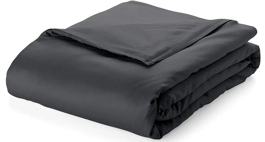 PREMIUM rafraîchissante BAMBOO THÉRAPIE ensemble - ICED 3.0 rafraîchissante Couverture lestée apaisante - BLANC / The housse is Gris Twin- 60'' x 80'' 15 lbs