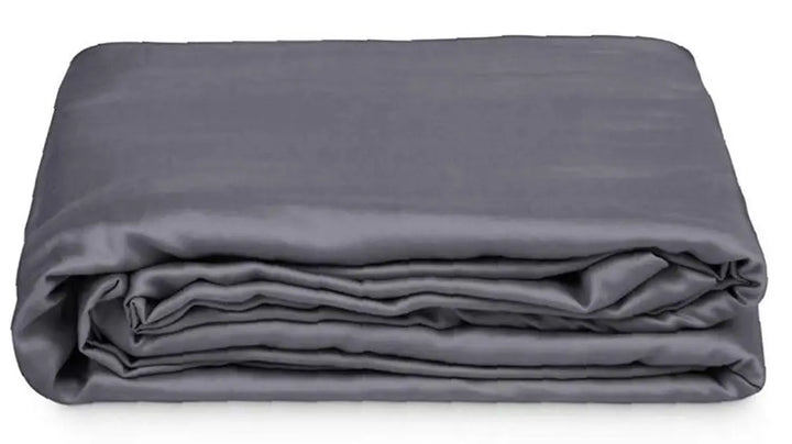 PREMIUM rafraîchissante BAMBOO THÉRAPIE ensemble - ICED 3.0 rafraîchissante Couverture lestée apaisante - BLANC / The housse is Gris Twin- 60'' x 80'' 15 lbs