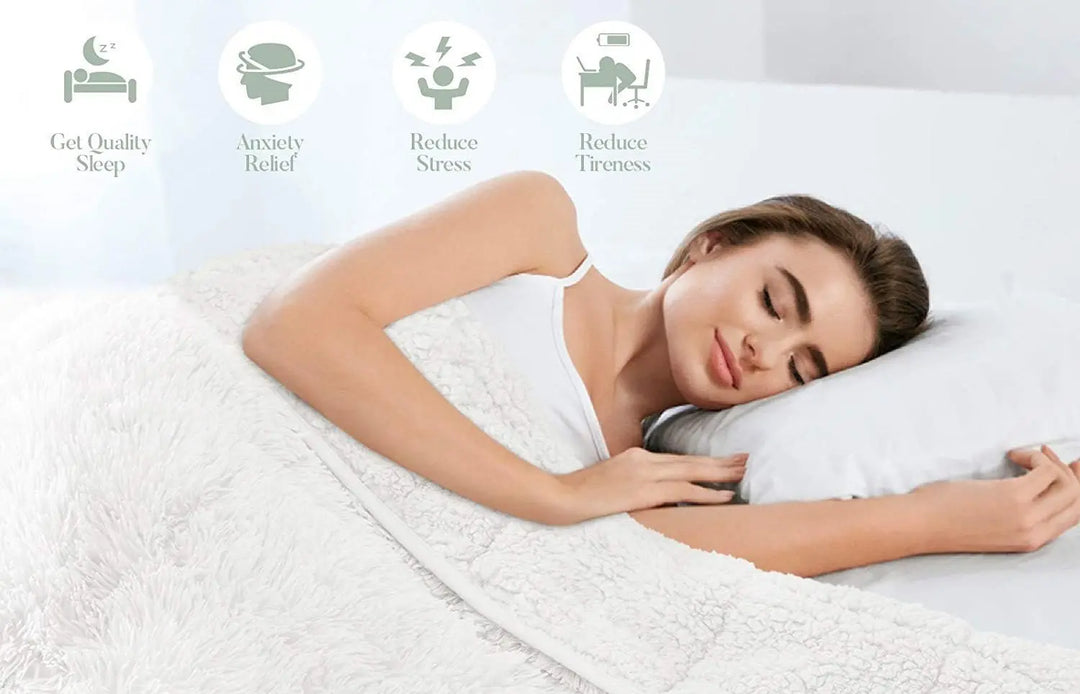Nouveau ! Sherpa Fausse fourrure Couverture lestée apaisante - 48x72 ou 60x80 15 lbs - Plusieurs couleurs disponibles - 48'' x 72'' BLANC - 15 lbs -