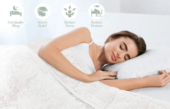 Nouveau ! Sherpa Fausse fourrure Couverture lestée apaisante - 48x72 ou 60x80 15 lbs - Plusieurs couleurs disponibles - 48'' x 72'' BLANC - 15 lbs -