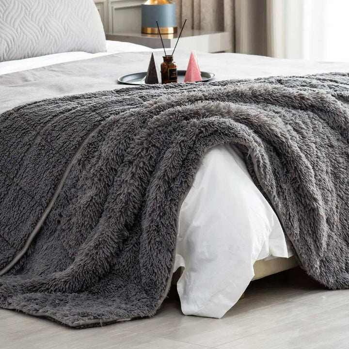 Nouveau ! Sherpa Fausse fourrure Couverture lestée apaisante - 48x72 ou 60x80 15 lbs - Plusieurs couleurs disponibles - 48'' x 72'' Gris 15 lbs -