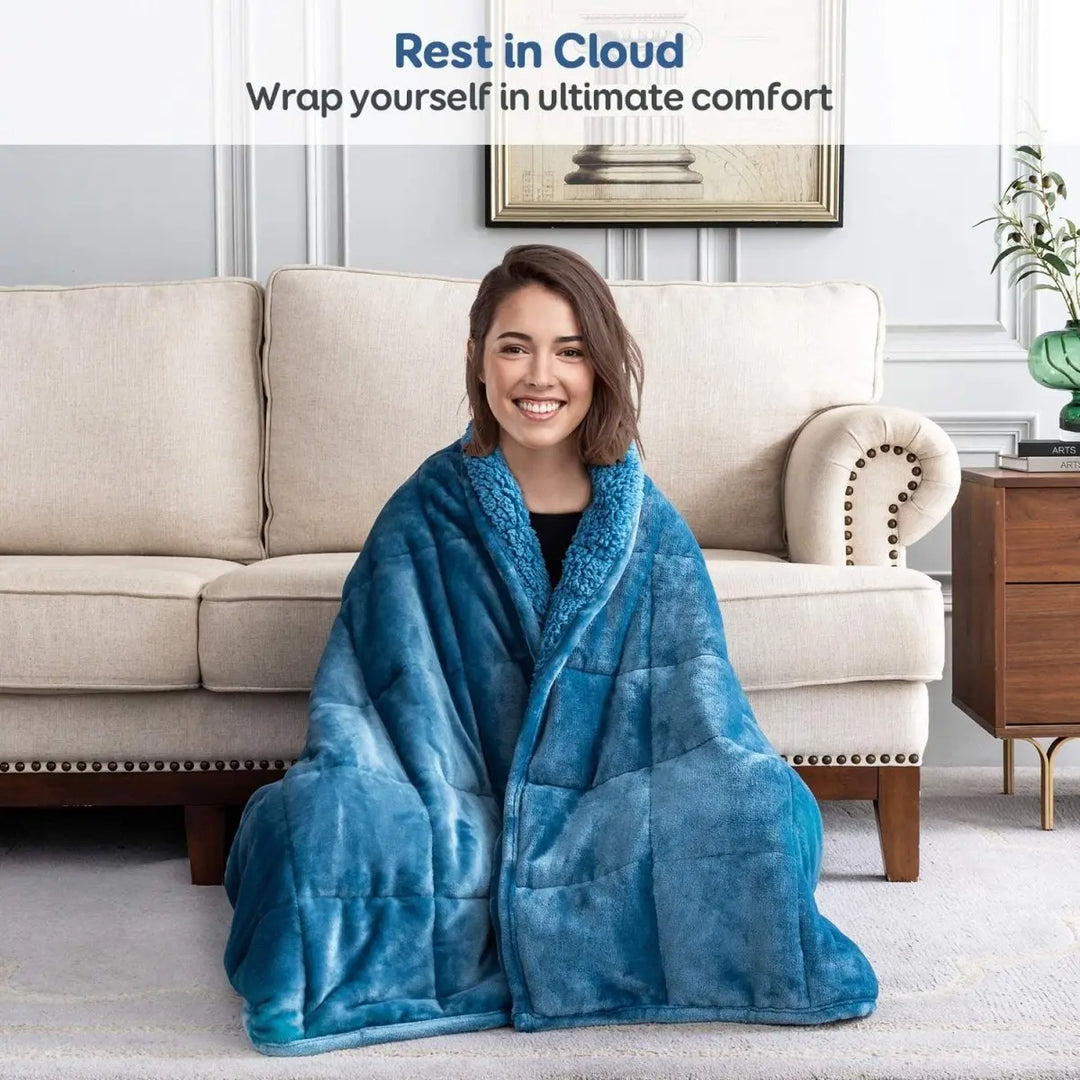 NEW ! Sherpa Fleece Weighted Blanket - 15 lbs - 60'' x 80'' - Many colors available - 60'' x 80'' WHITE - 15 lbs -