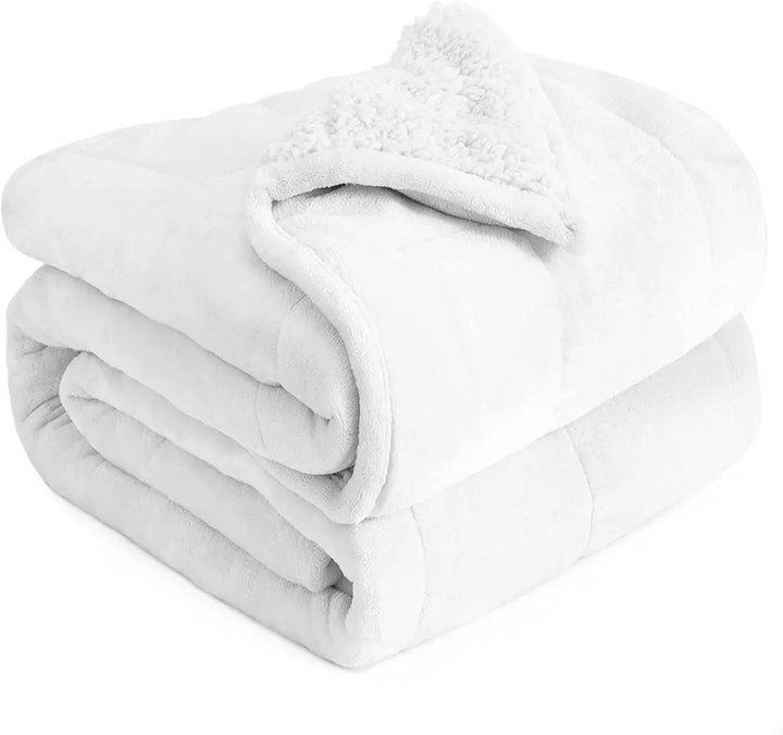 NOUVEAU ! Sherpa Fleece Couverture lestée apaisante - 15 lbs - 60'' x 80'' - Plusieurs couleurs disponibles - 60'' x 80'' BLANC - 15 lbs -