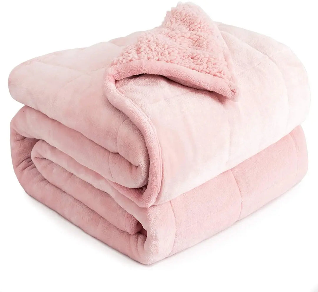 NOUVEAU ! Sherpa Fleece Couverture lestée apaisante - 15 lbs - 60'' x 80'' - Plusieurs couleurs disponibles - 60'' x 80'' PINK 15 lbs -