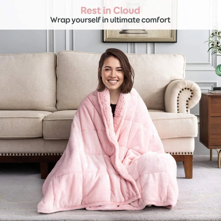 NOUVEAU ! Sherpa Fleece Couverture lestée apaisante - 15 lbs - 60'' x 80'' - Plusieurs couleurs disponibles - 60'' x 80'' PINK 15 lbs -