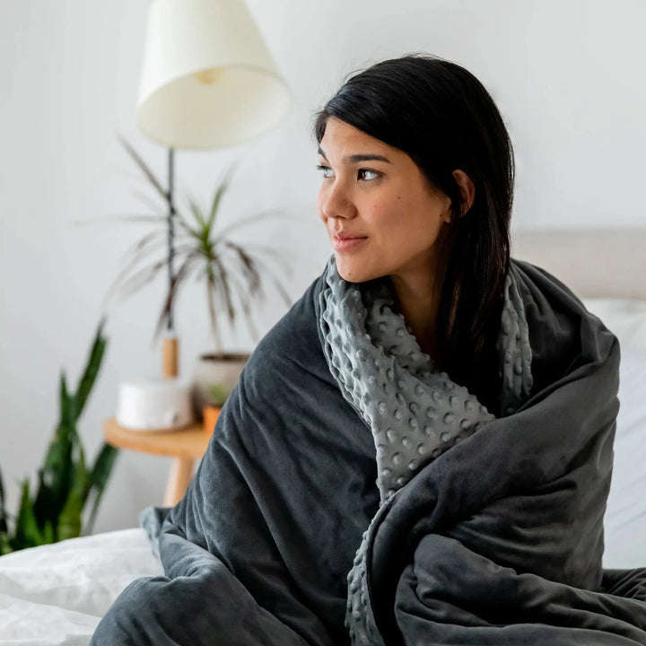 NEW! Ultimate Premium Weighted Blanket Bundle + Cooling Bamboo Cover - White -Twin - 48'' x 72'' (15 lbs)
