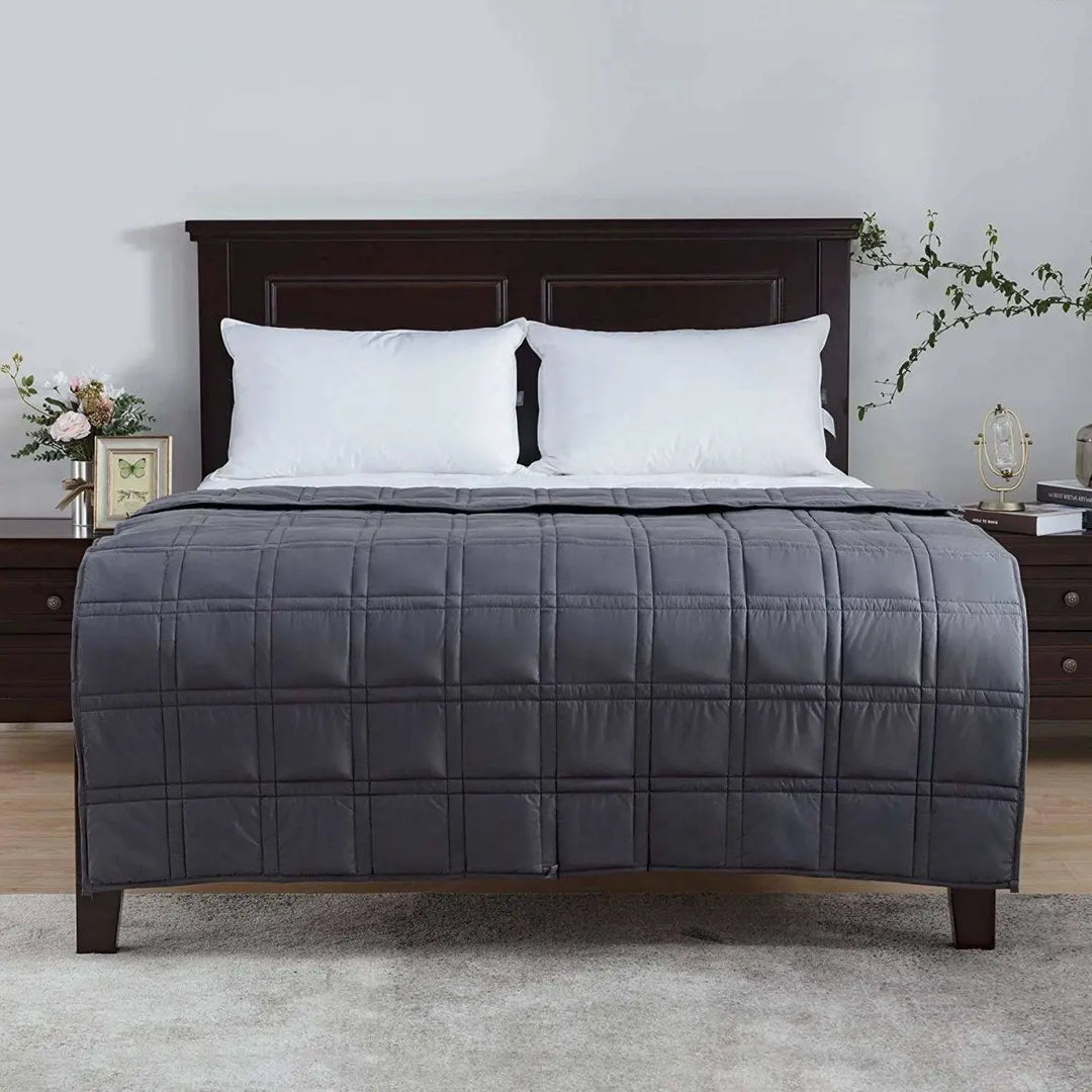 BETTER SLEEP PREMIUM WEIGHTED BLANKET / White - Twin - 48'' x 72'' (15 lbs) -Grey