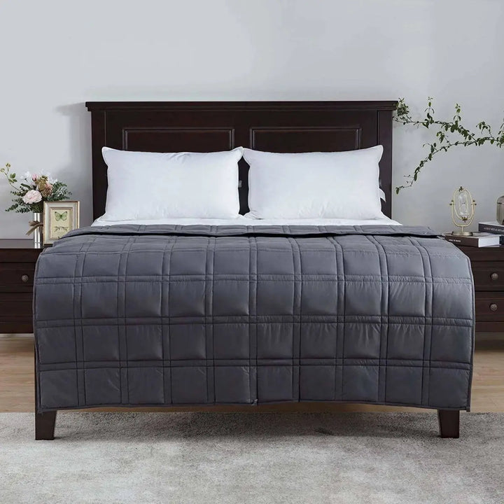 BETTER SLEEP PREMIUM WEIGHTED BLANKET / White - Twin - 48'' x 72'' (15 lbs) -Grey