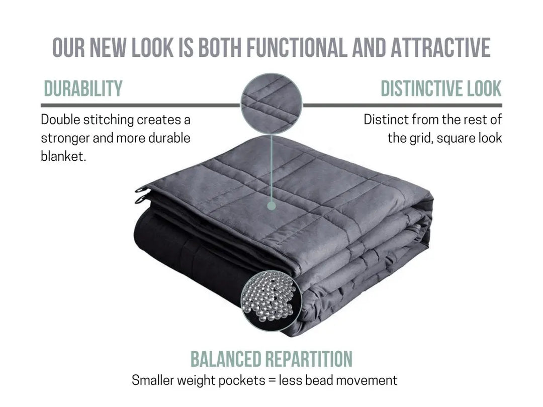 BETTER SLEEP PREMIUM WEIGHTED BLANKET / White - Twin - 48'' x 72'' (15 lbs) -Grey
