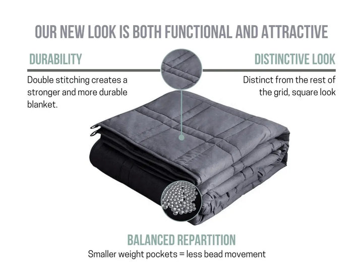 BETTER SLEEP PREMIUM WEIGHTED BLANKET / White - Twin - 48'' x 72'' (15 lbs) -Grey