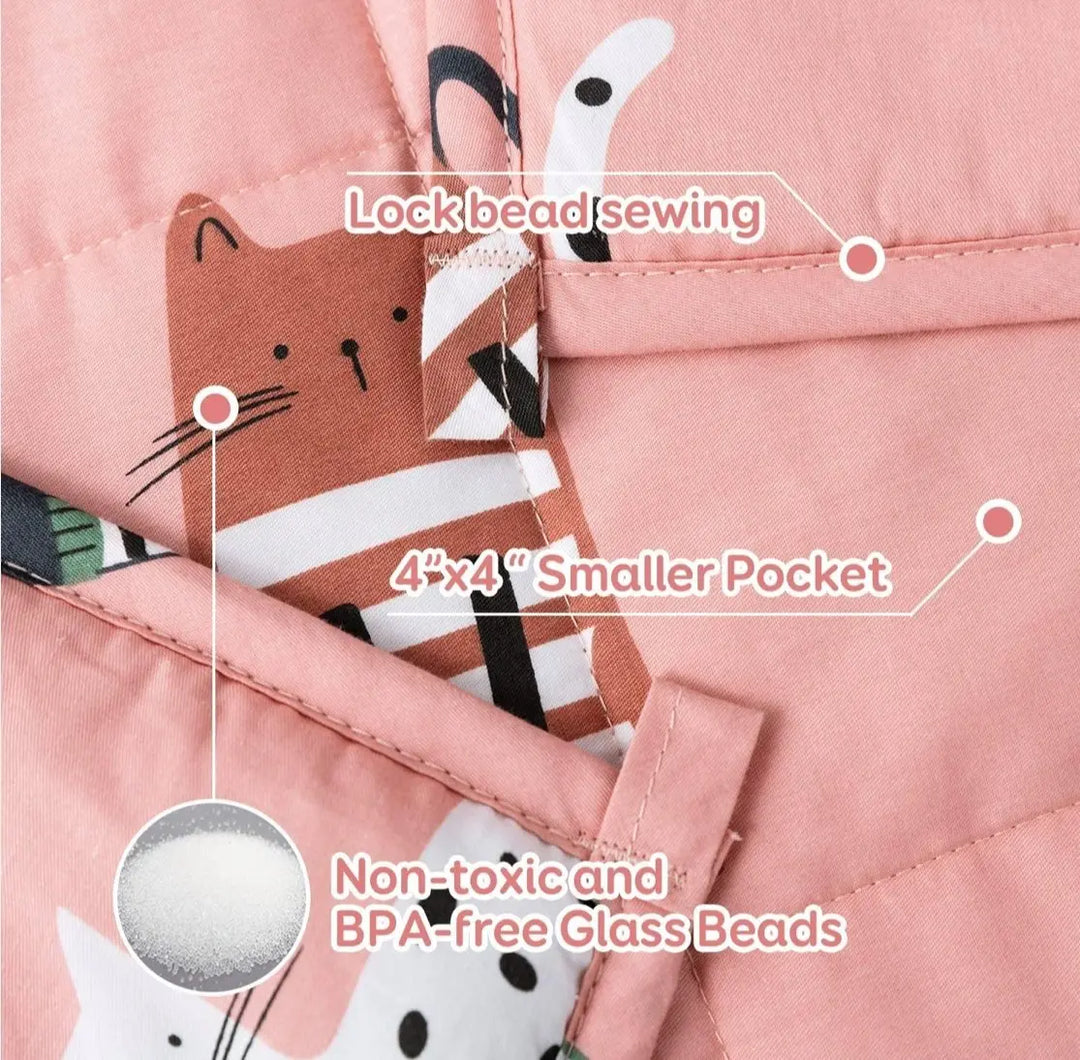 BETTER SLEEP JUNIOR - WEIGHTED BLANKET FOR KIDS - 41'' x 60'' (7 lbs) Pink Cats -