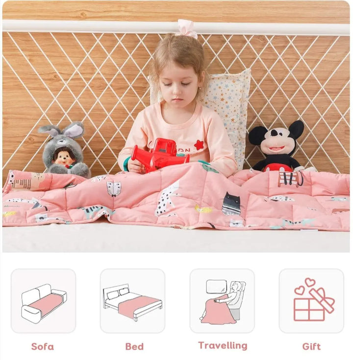 BETTER SLEEP JUNIOR - WEIGHTED BLANKET FOR KIDS - 41'' x 60'' (7 lbs) Pink Cats -
