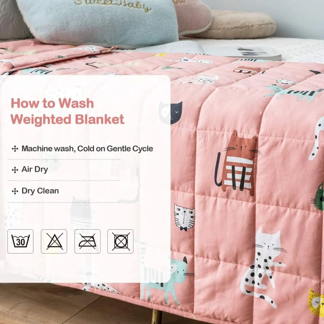BETTER SLEEP JUNIOR - WEIGHTED BLANKET FOR KIDS - 41'' x 60'' (7 lbs) Pink Cats -