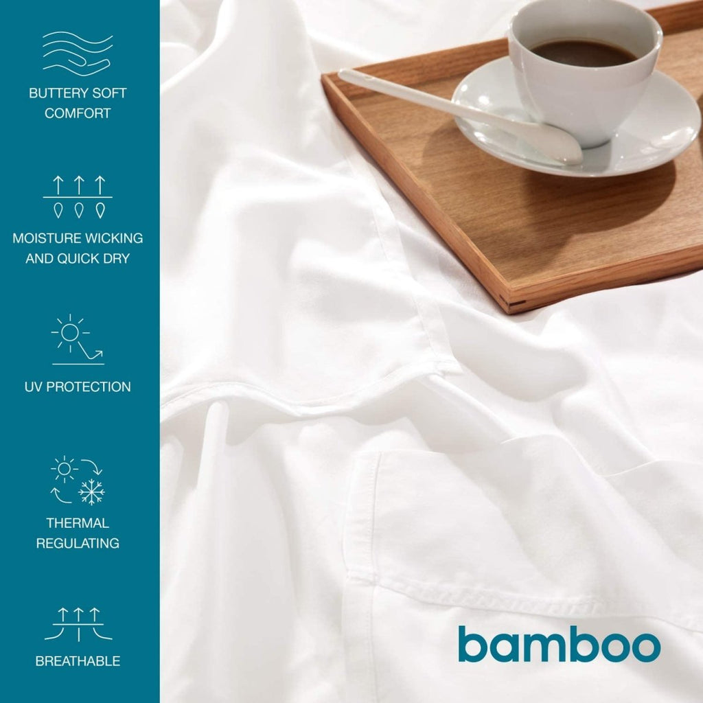 BETTER SLEEP - 100% BAMBOO COOLING SHEETS AND PILLOWCASE SET - Twin -White Cloud