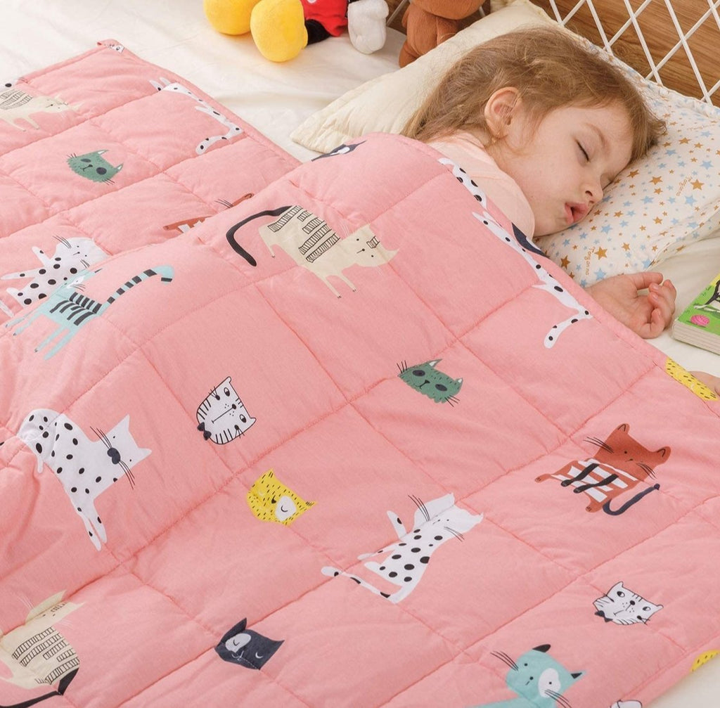 BETTER SLEEP JUNIOR - WEIGHTED BLANKET FOR KIDS - 41'' x 60'' (7 lbs) Pink Cats -