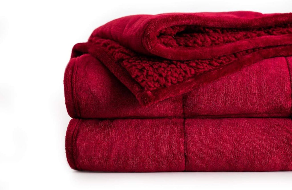 BETTER SLEEP SHERPA FLEECE WEIGHTED BLANKET - Many colors available - 60'' x 80'' RED - 15 lbs -
