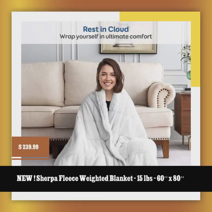 NOUVEAU ! Sherpa Fleece Couverture lestée apaisante - 15 lbs - 60'' x 80'' by@Vidoo