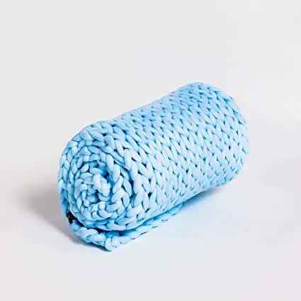 Hand Knitted Weighted Blanket for Better Sleep - Spa Blue - 42'' x 72'' 15 lbs