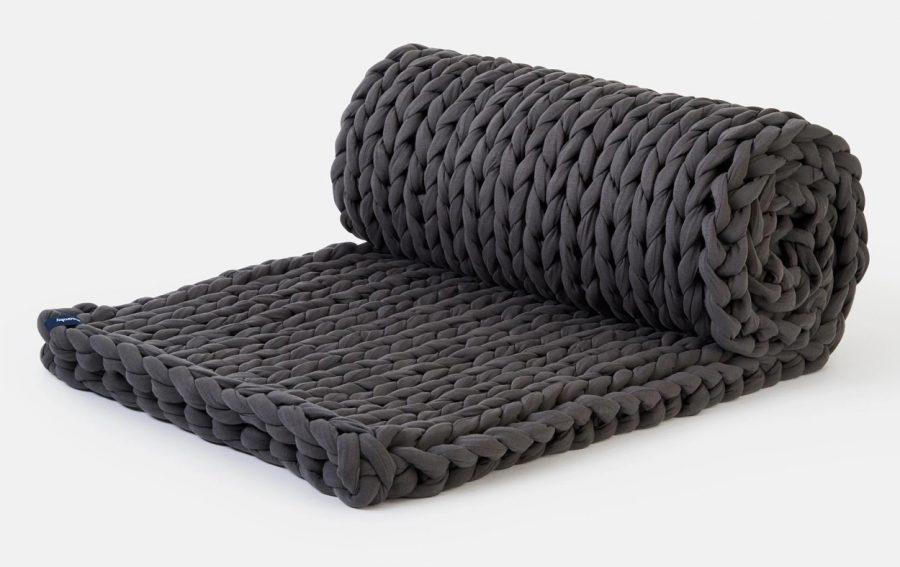 KNIT WEIGHTED BLANKET - Cooling Weighted Blanket made from Organic Cotton - 42x72 15 lbs or 60x80 20 lbs - Many colors available - Asteroid Grey (Dark Grey) -42'' x 72'' 15 lbs