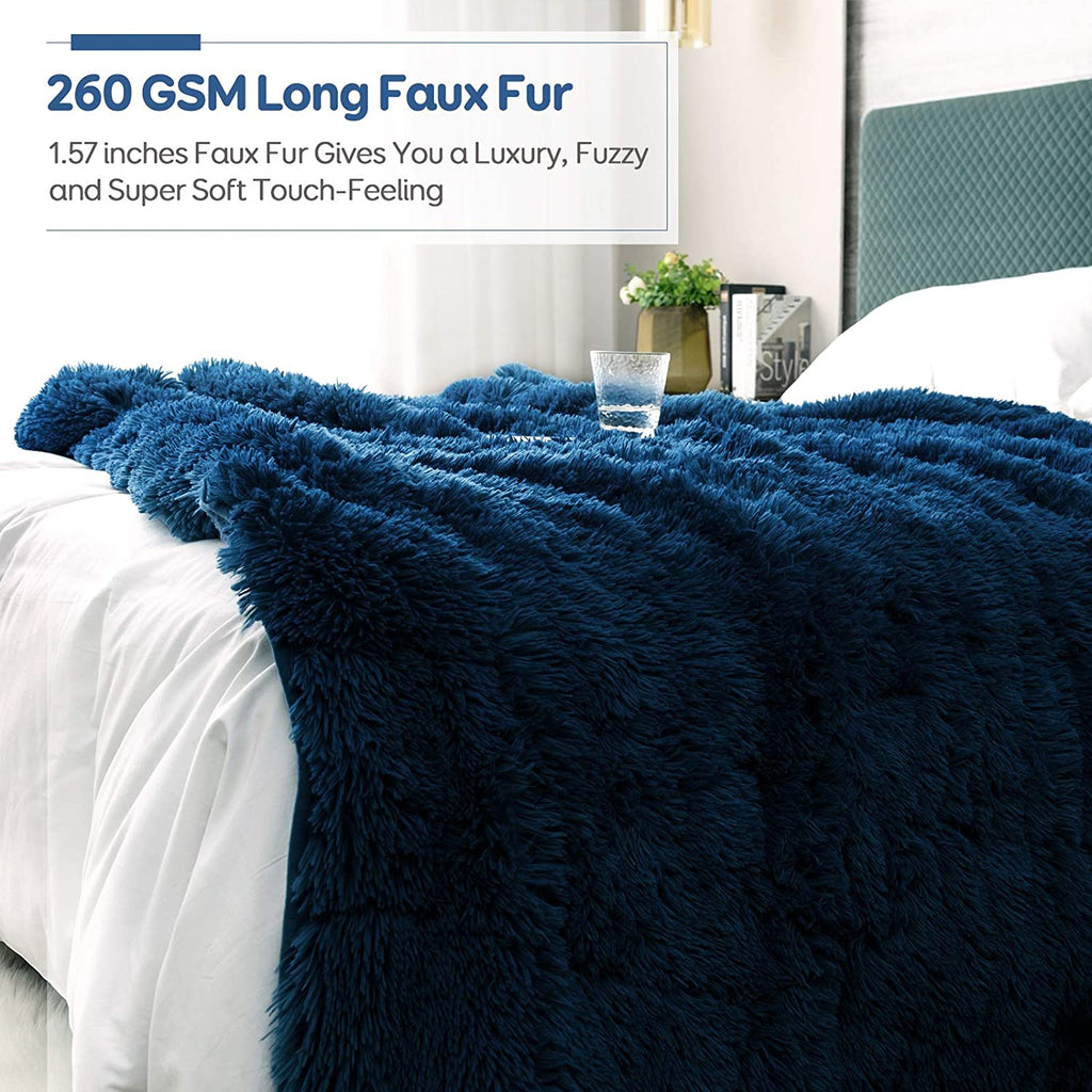 New! Sherpa Faux Fur Weighted Blanket - 48x72 or 60x80 15 lbs - Many colors available - 48'' x 72'' NAVY BLUE 15 lbs -