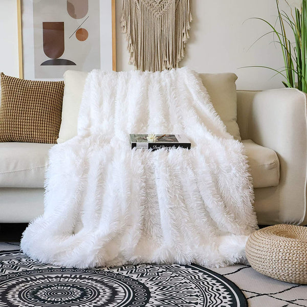 New! Sherpa Faux Fur Weighted Blanket - 48x72 or 60x80 15 lbs - Many colors available - 48'' x 72'' WHITE - 15 lbs -