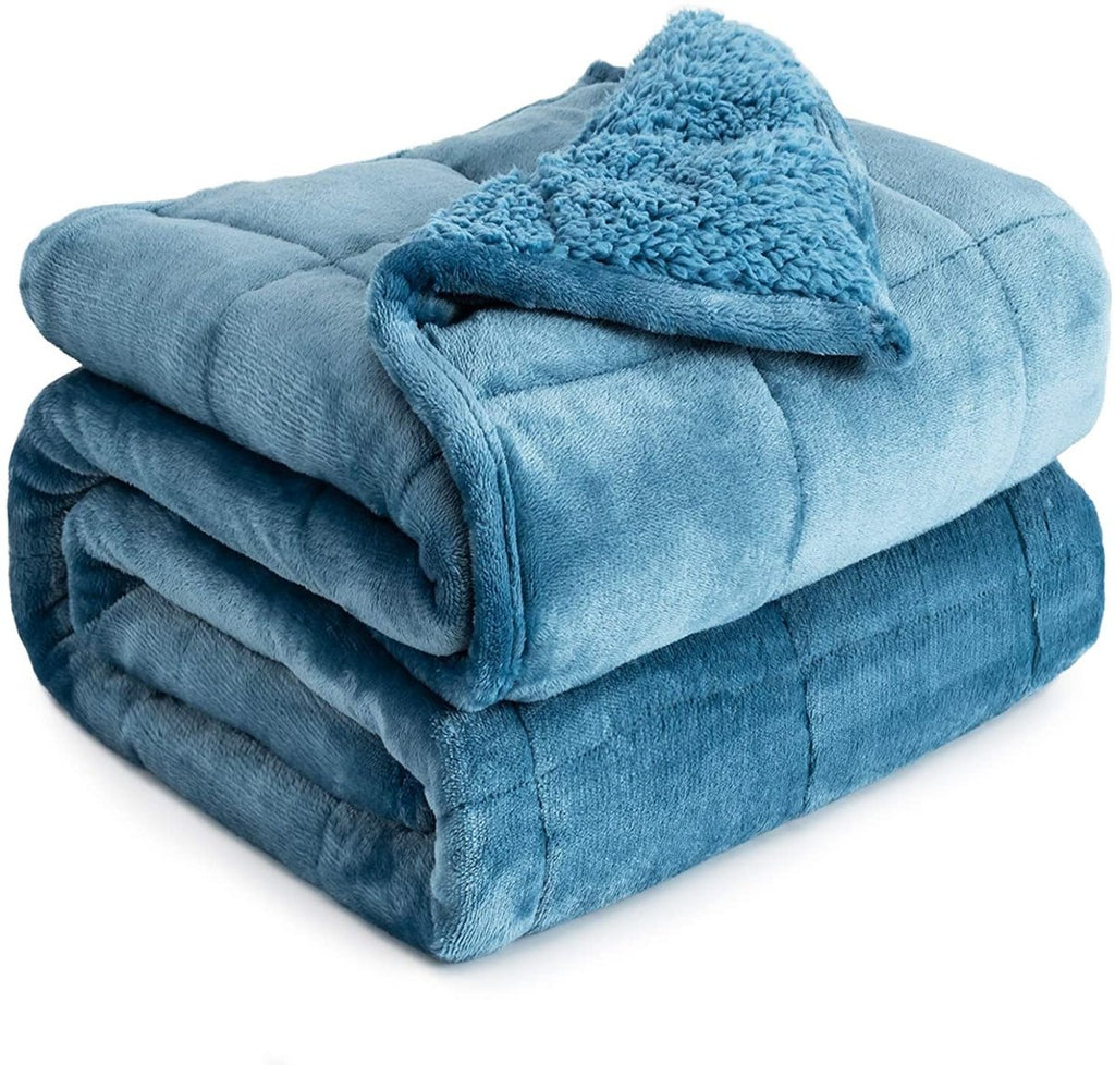 NEW ! Sherpa Fleece Weighted Blanket - 15 lbs - 60'' x 80'' - Many colors available - 60'' x 80'' OCEAN 15 lbs -